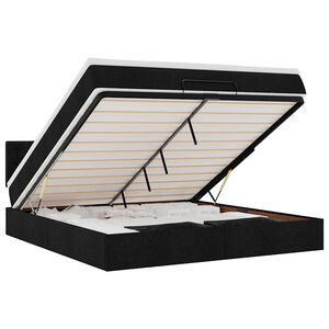 vidaXL Estructura de cama otomana con colch&oacute;n tela negra 180x200cm
