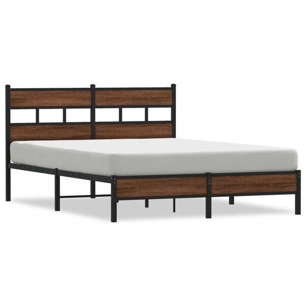 vidaXL Estructura de cama sin colch&oacute;n madera marr&oacute;n roble 140x190 cm