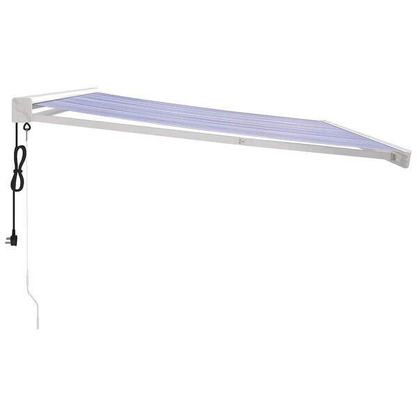 vidaXL Toldo retr&aacute;ctil aluminio y tela azul y blanco 4,5x3 m