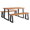 vidaXL Juego de comedor con borde vivo 3 piezas madera maciza acacia