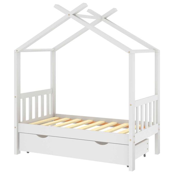 vidaXL Estructura de cama ni&ntilde;os y caj&oacute;n madera maciza blanca 70x140 cm