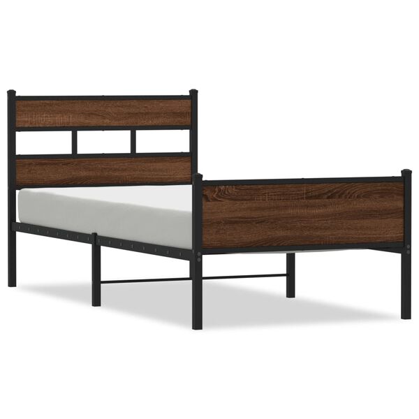 vidaXL Estructura de cama sin colch&oacute;n madera marr&oacute;n roble 100x200 cm