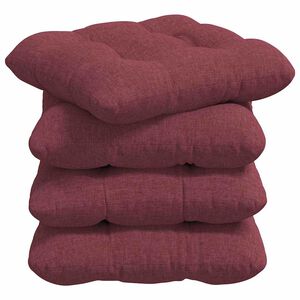 vidaXL Cojines para asiento 4 pcs Rojo vino 45 x 45 x 12 cm tela