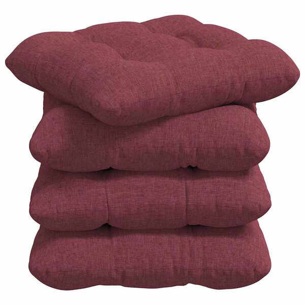 vidaXL Cojines para asiento 4 pcs Rojo vino 45 x 45 x 12 cm tela