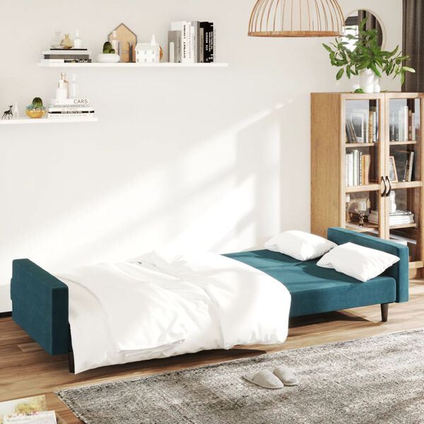 vidaXL Sof&aacute; cama de 2 plazas terciopelo azul