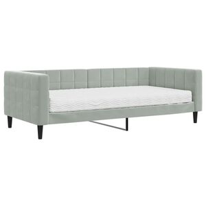 vidaXL Sof&aacute; cama con colch&oacute;n terciopelo gris claro 90x200 cm
