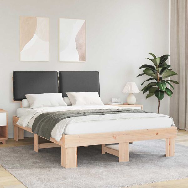 vidaXL Estructura de Cama con Cabecera Tapizada Gris oscuro
