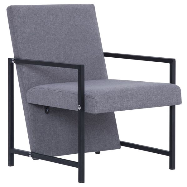 vidaXL Sillón con patas cromadas de tela gris claro