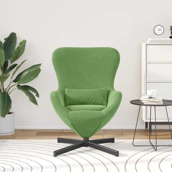 vidaXL Sill&oacute;n huevo Verde claro 63 x 73 x 90 cm Terciopelo