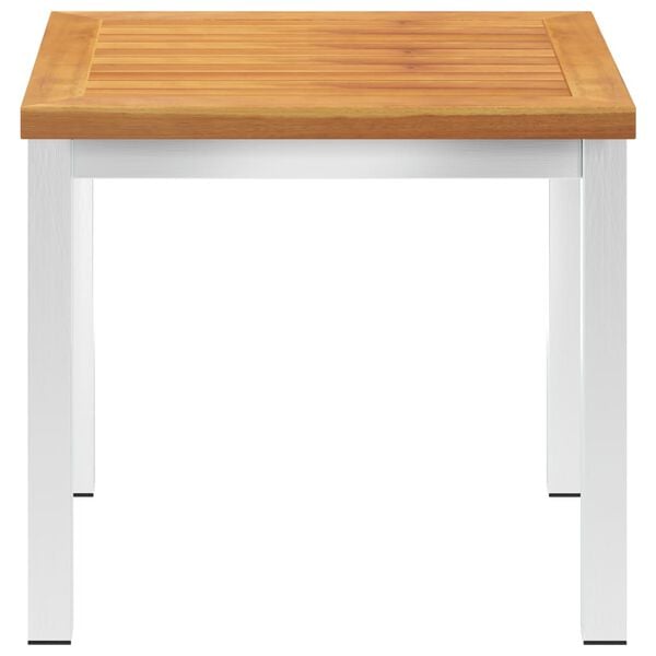 vidaXL Mesa auxiliar jard&iacute;n madera acacia acero inoxidable 45x45x38cm