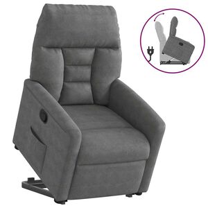 vidaXL Sill&oacute;n reclinable elevable tela de microfibra gris oscuro