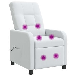 vidaXL Silla de masajes reclinable Blanco Tela