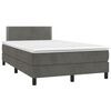 vidaXL Cama box spring colch&oacute;n y LED terciopelo gris oscuro 120x200 cm