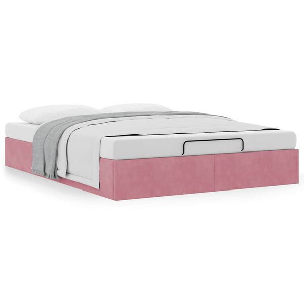 vidaXL Estructura cama otomana sin colch&oacute;n terciopelo rosa 140x200 cm
