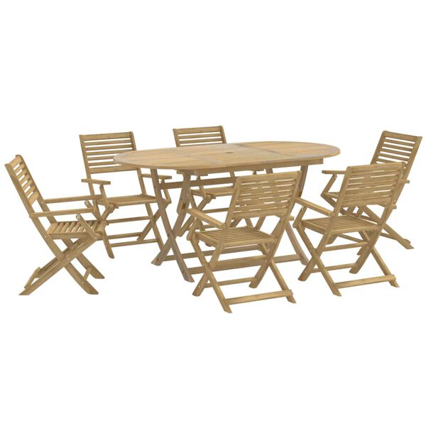 vidaXL Juego de comedor para jard&iacute;n 7 piezas madera maciza acacia