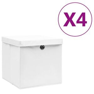 vidaXL Cajas de almacenaje con tapas 4 uds blanco 28x28x28 cm