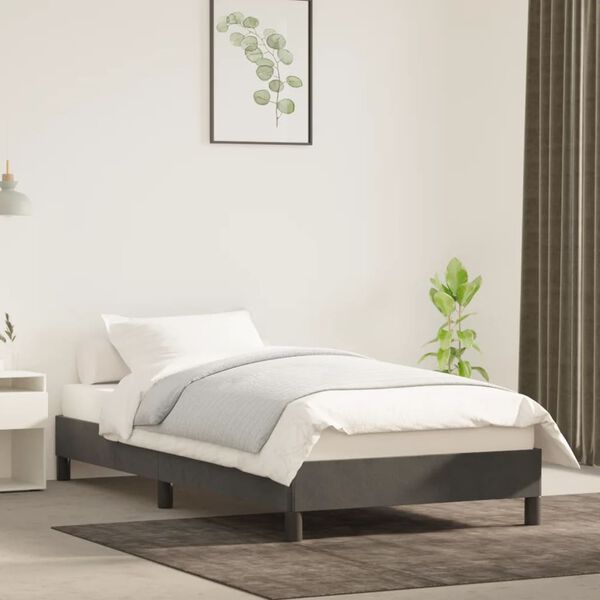 vidaXL Estructura de cama sin colch&oacute;n terciopelo gris oscuro 90x190 cm