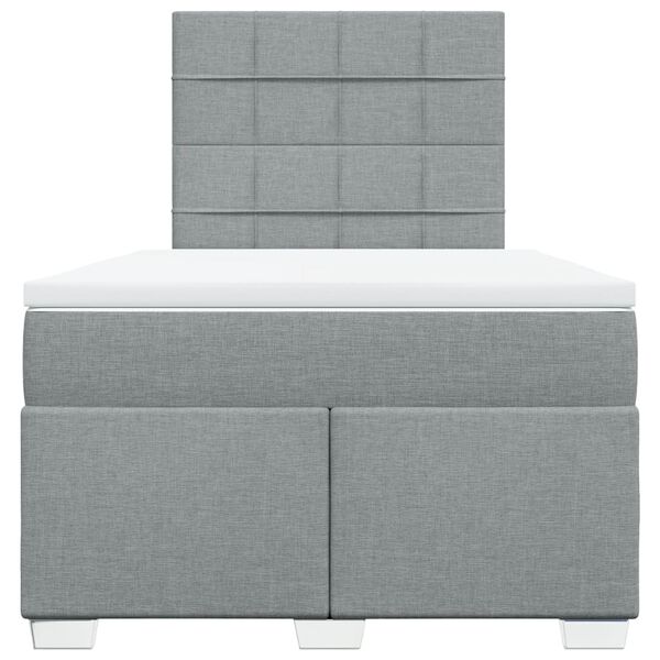 vidaXL Cama box spring con colch&oacute;n tela gris claro 120x200 cm
