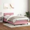 vidaXL Cama box spring con colch&oacute;n y LED terciopelo rosa 120x220 cm