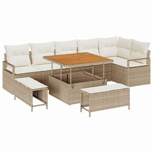 vidaXL Conjunto de sof&aacute; de jard&iacute;n con coj&iacute;n 9 pcs Beige y Crema