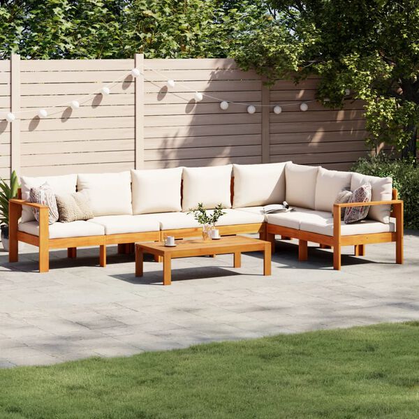 vidaXL Set de sof&aacute;s de jard&iacute;n con cojines 5 pzas madera maciza acacia