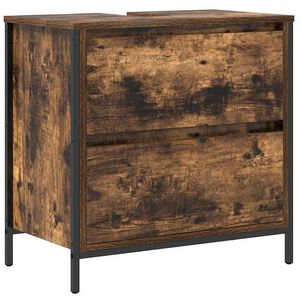 vidaXL Mueble de ba&ntilde;o con lavabo y cajones roble ahumado 60x34,5x60 cm