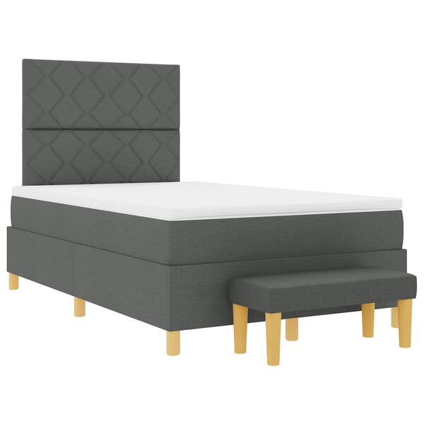 vidaXL Cama tipo Box Spring con colch&oacute;n Gris oscuro 120 x 190 cm tela