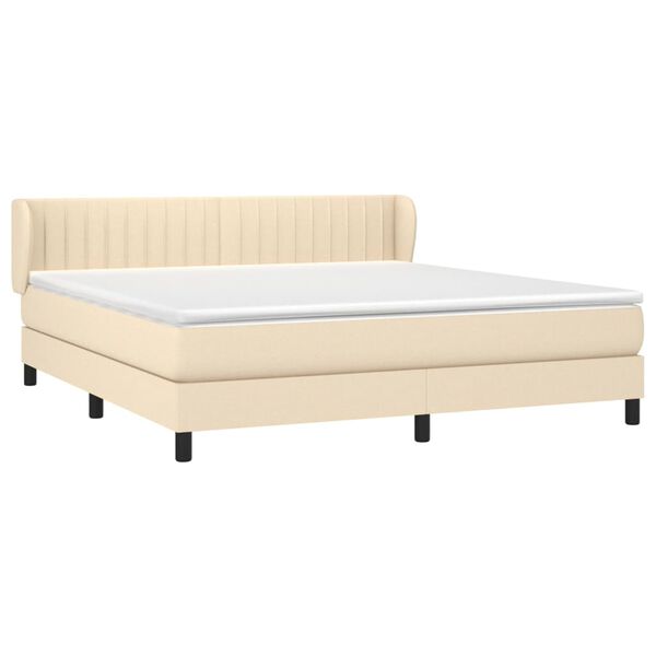 vidaXL Cama box spring con colch&oacute;n tela color crema 180x200 cm