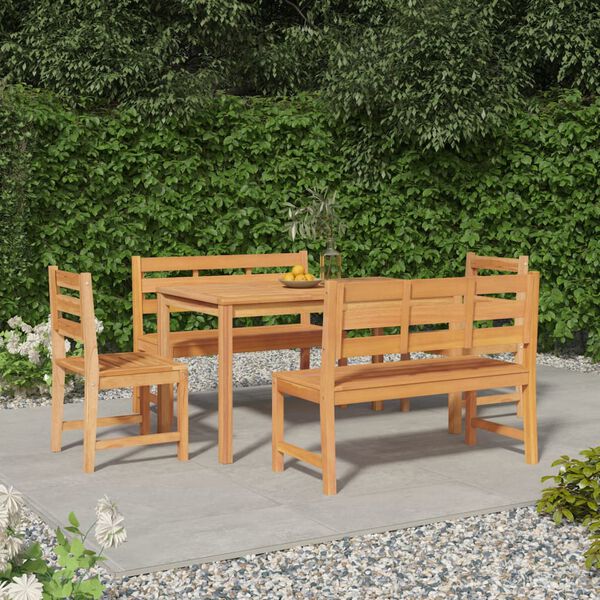 vidaXL Juego de comedor para jard&iacute;n 5 piezas madera maciza de teca