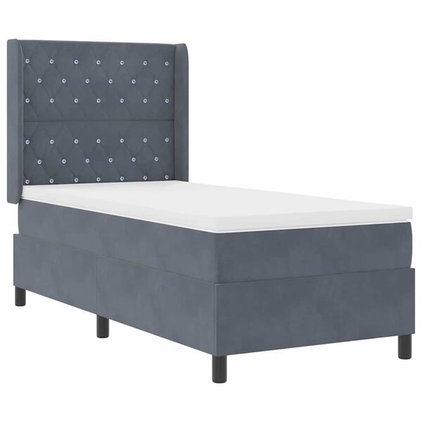 vidaXL Cama tipo Box Spring Gris oscuro 100 x 200 cm Terciopelo