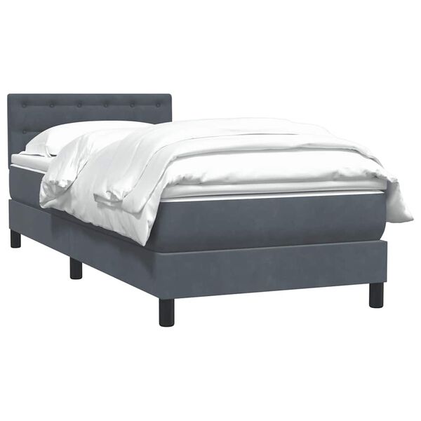 vidaXL Cama box spring con colch&oacute;n terciopelo gris oscuro 100x220 cm
