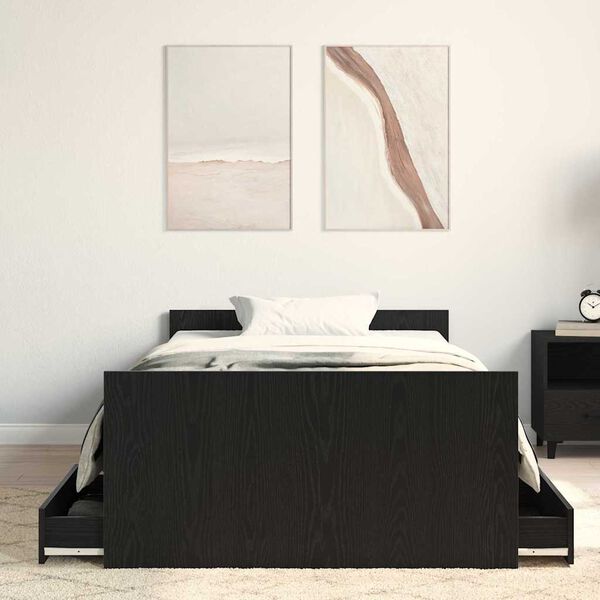vidaXL Estructura de cama con cabecera Roble negro 100 x 200 cm