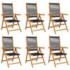 vidaXL Sillas plegables reclinables, 6 unidades, madera maciza de acacia negra.