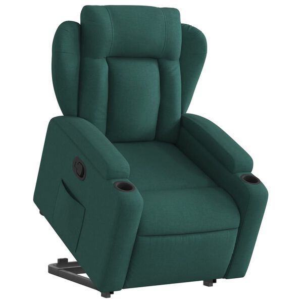 vidaXL Sillón reclinable elevable tela verde oscuro