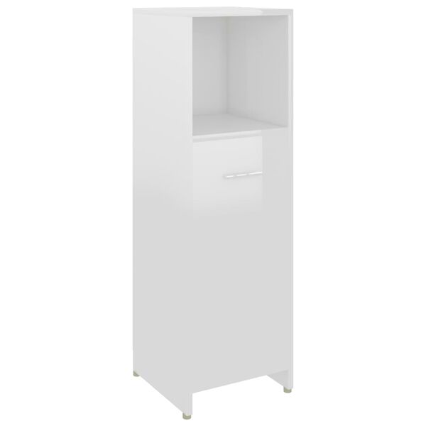 vidaXL Armario de ba&ntilde;o madera contrachapada blanco brillo 30x30x95 cm