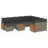 vidaXL Set de sof&aacute;s de jard&iacute;n 11 pzas y cojines rat&aacute;n sint&eacute;tico gris