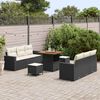 vidaXL Conjunto de sof&aacute; de jard&iacute;n con coj&iacute;n Manual 9 pcs Negro y crema