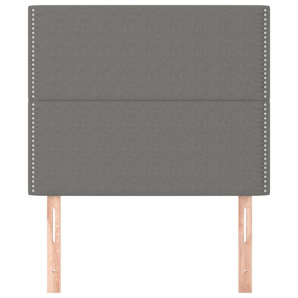 vidaXL Cabecero de cama gris oscuro 100x5x118/128 cm de tela