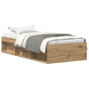 vidaXL Estructura de cama sin colch&oacute;n madera de ingenier&iacute;a roble