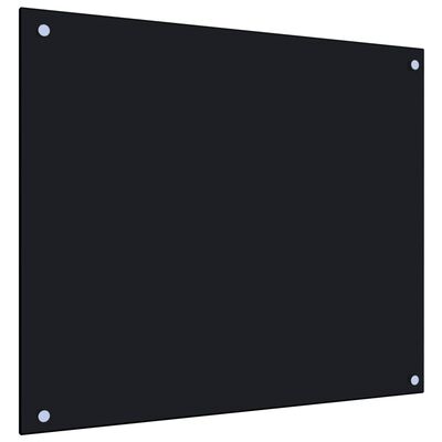 vidaXL Protección salpicaduras cocina vidrio templado negro 70x60 cm