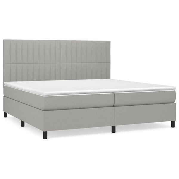 vidaXL Cama box spring con colch&oacute;n tela gris claro 200x200 cm