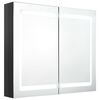 vidaXL Armario de ba&ntilde;o con espejo LED negro brillante 80x12x68 cm