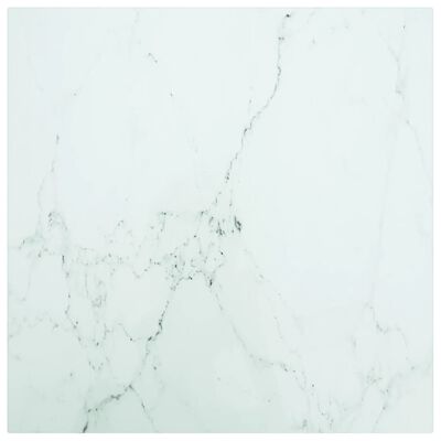 vidaXL Tablero mesa diseño mármol vidrio templado blanco 50x50 cm 6 mm