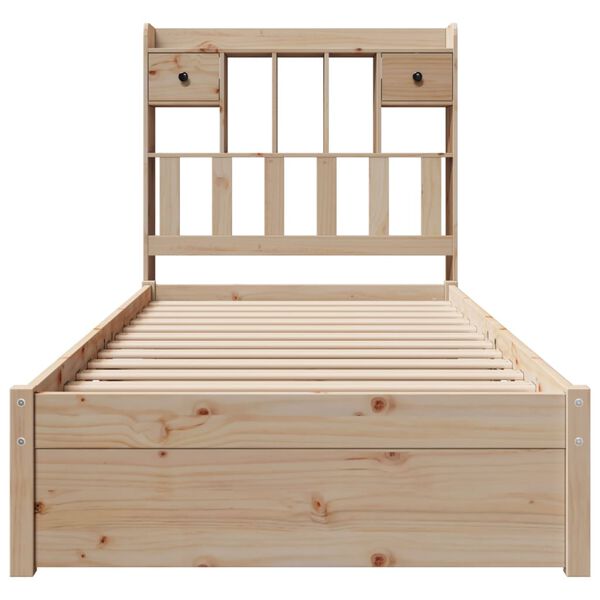 vidaXL Cama con estanter&iacute;a sin colch&oacute;n madera maciza de pino 90x200 cm