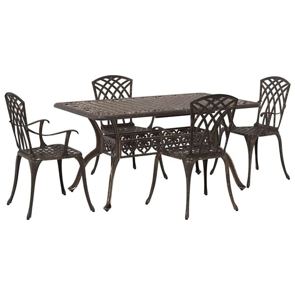 vidaXL Conjunto de Comedor de Jard&iacute;n 5 pcs Bronce Aluminio