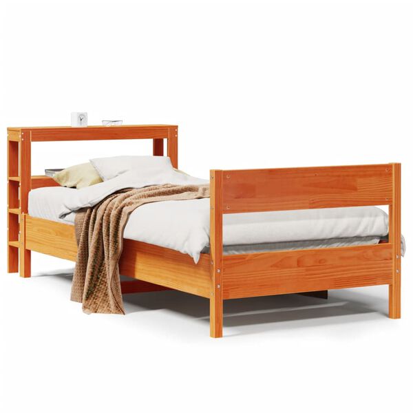 vidaXL Estructura de cama sin colchón madera maciza marrón 90x190 cm