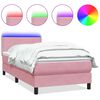 vidaXL Cama box spring con colch&oacute;n y LED terciopelo rosa 120x220 cm