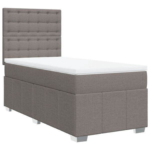 vidaXL Cama box spring con colch&oacute;n tela gris taupe 90x200 cm