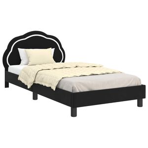vidaXL Cama para ni&ntilde;os con cabecero Negro 80 x 200 cm Terciopelo