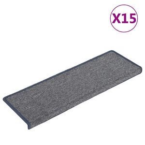 vidaXL Alfombrillas para escaleras 15 unidades 65x21x4 cm Gris claro y azul Borde rectangular